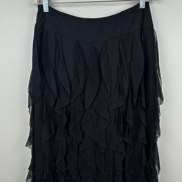 Worth Silk Maxi Skirt Y2K Handkerchief Black 8 Whimsy Goth Fairy Grunge Witchy - Picture 5 of 10